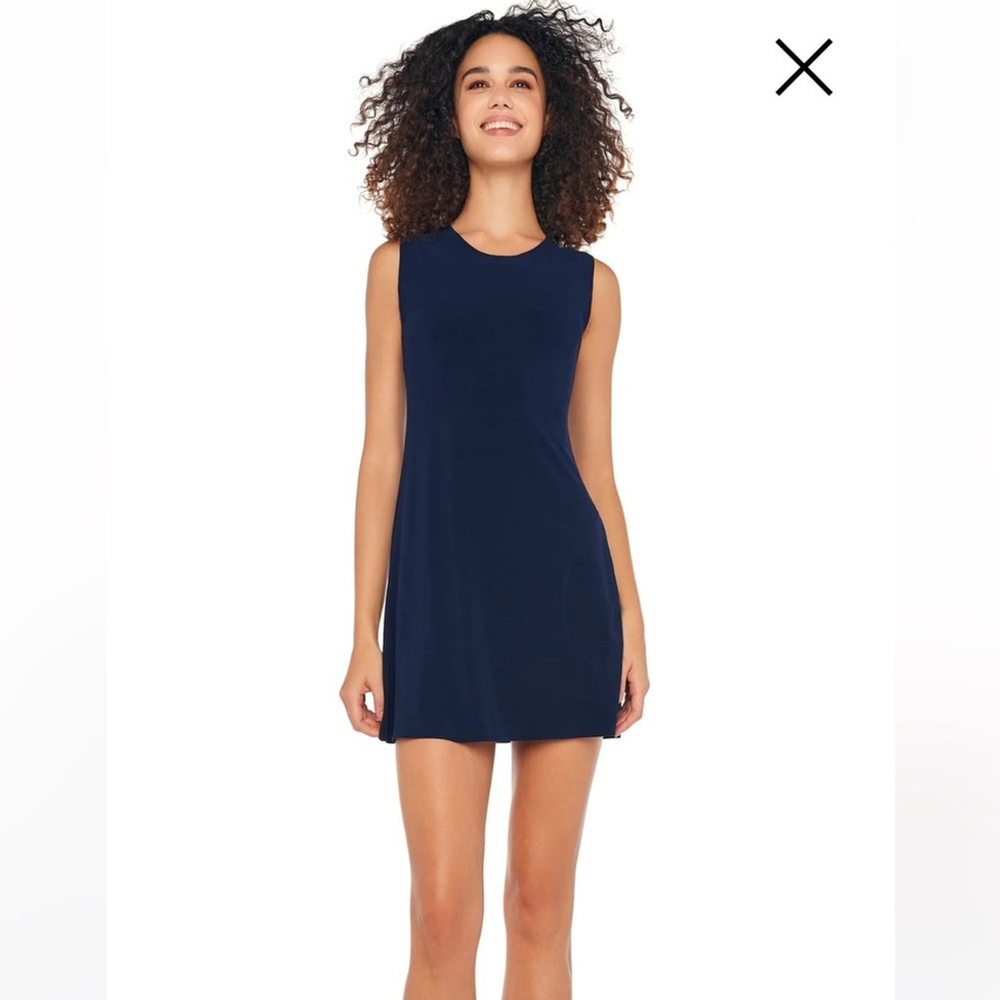 Norma Kamali Sleeveless Swing Mini Dress in Navy Sz Small